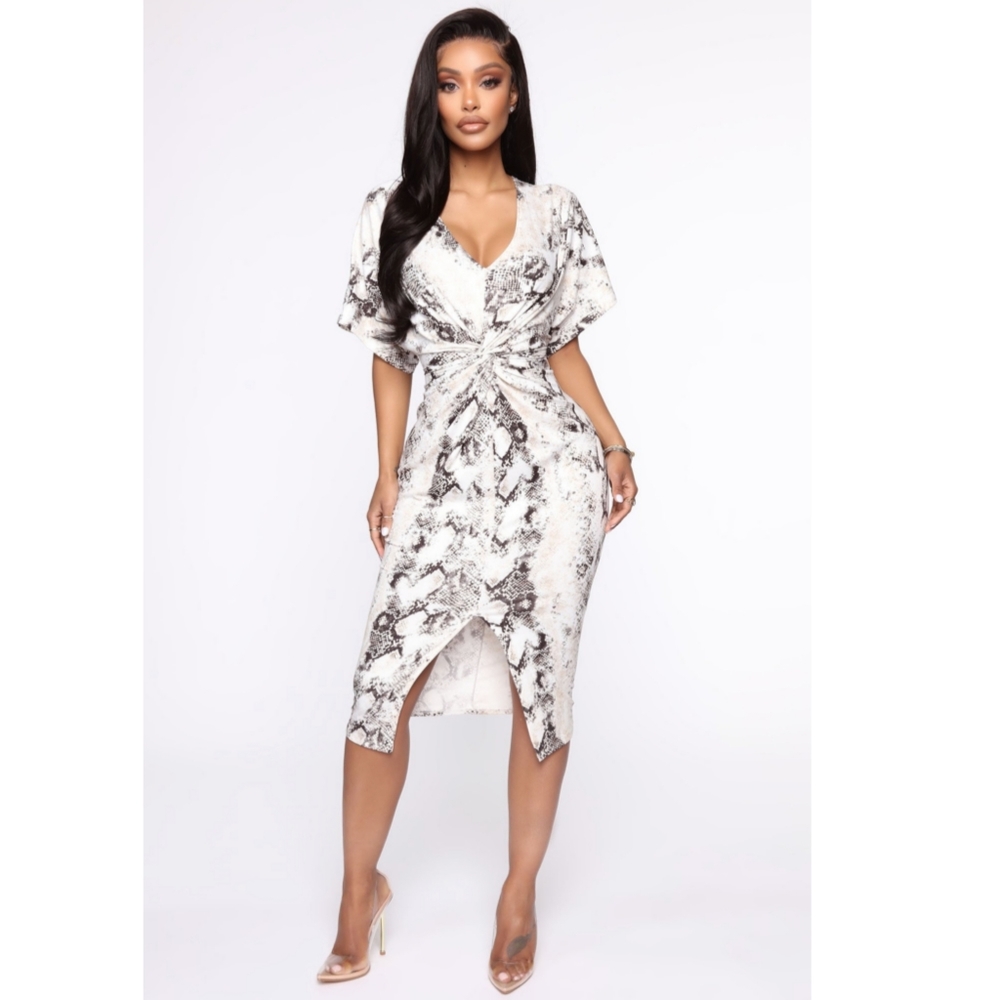 Snake Print Midi Dress